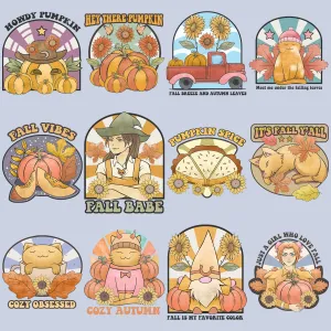 19 Retro Autumn Fall Designs Bundle PNG