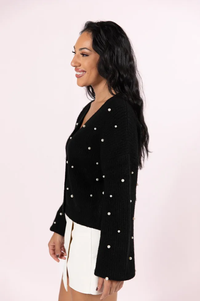 Beautiful Memories Black Pearl Embellished Cardigan FINAL SALE