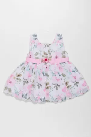 Blooming Elegance Floral Print Dress for Baby Girls - Pastel Perfection