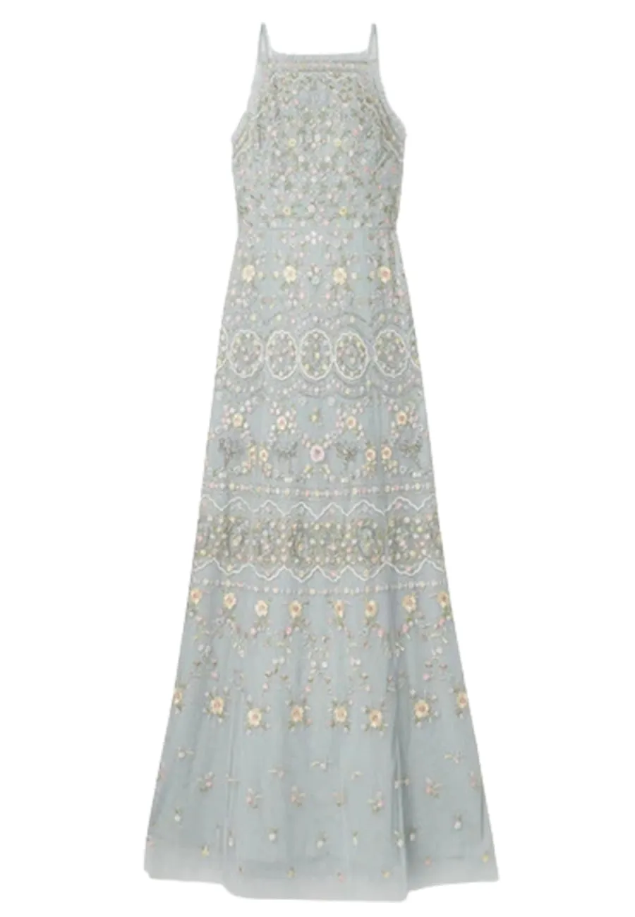 Blue Sweet Petal Cami Embroidered Gown