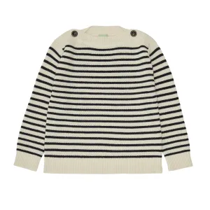 Boatneck trui - ecru/dark navy - FUB