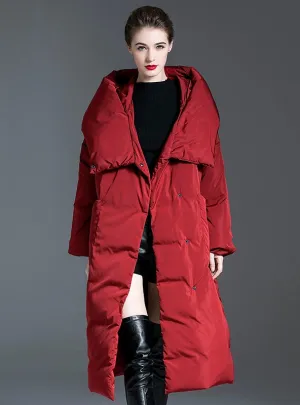 Cap-and-knee Thickened Duck Down Jacket