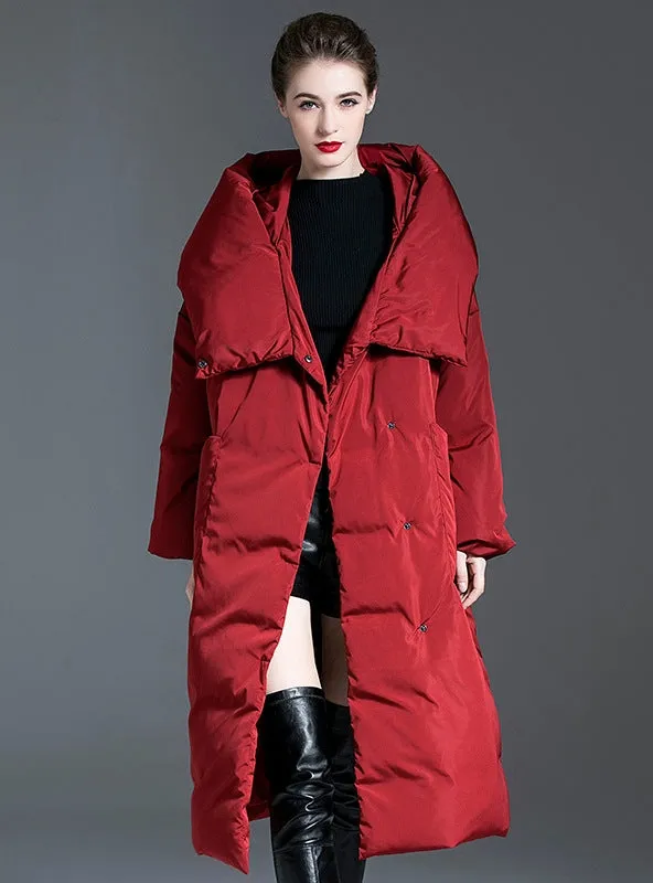 Cap-and-knee Thickened Duck Down Jacket