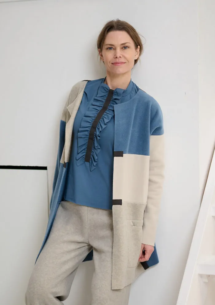 CARDIGAN PATCH - 7161 - DUSTY BLUE/KIT/SAND