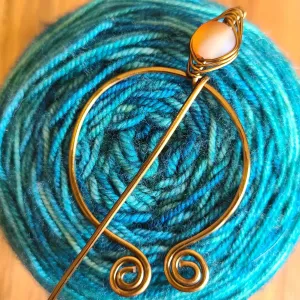 Carnelian Penannular Shawl Pin in Vintage Bronze