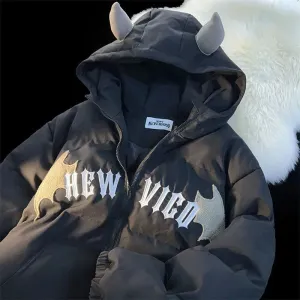 Chicmy-Couples Winter Devil Bread Clothing Casual Hooded Jacket Embroidered Cotton-padded Y2K Jackets Coats New Jacket In Winter 2023