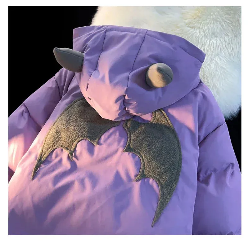 Chicmy-Couples Winter Devil Bread Clothing Casual Hooded Jacket Embroidered Cotton-padded Y2K Jackets Coats New Jacket In Winter 2023