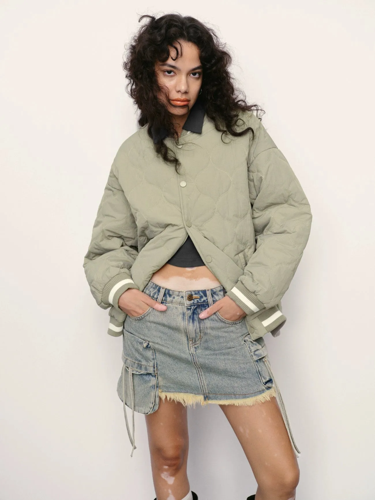 Drawstring Hem Padded Jackets