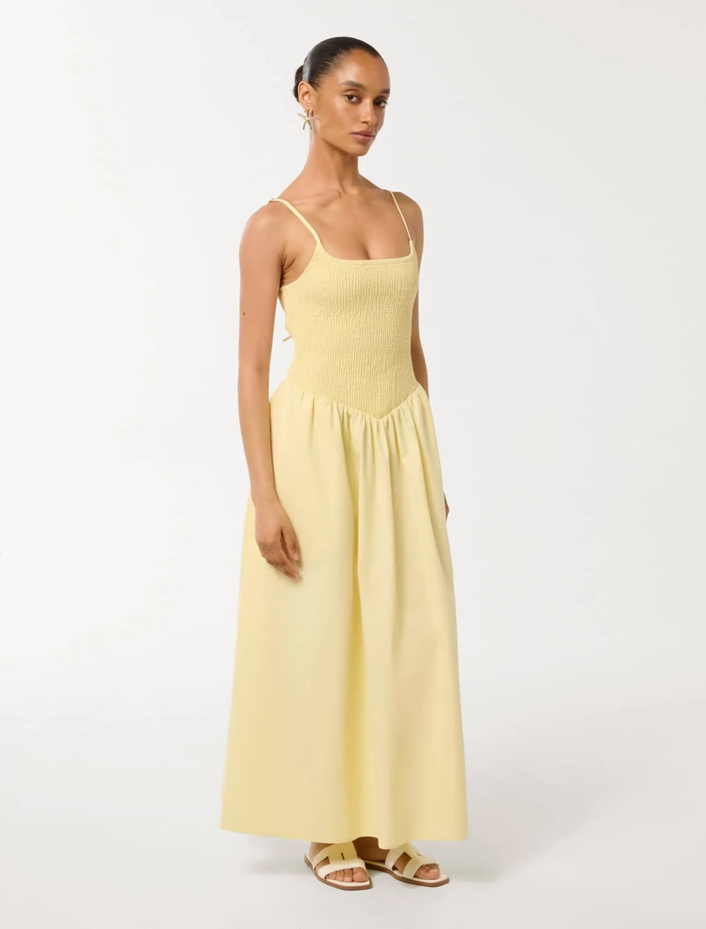 Dylan Petite Shirred Cotton Midi Dress