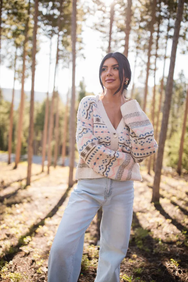 Fair and Square Beige Multi Fair Isle Cardigan SALE