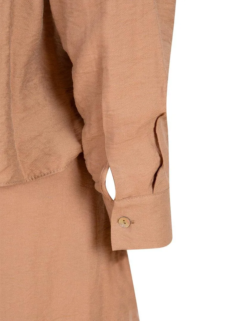 Iconic Lined Shirt Dress with Buttons Down the Front - Mink