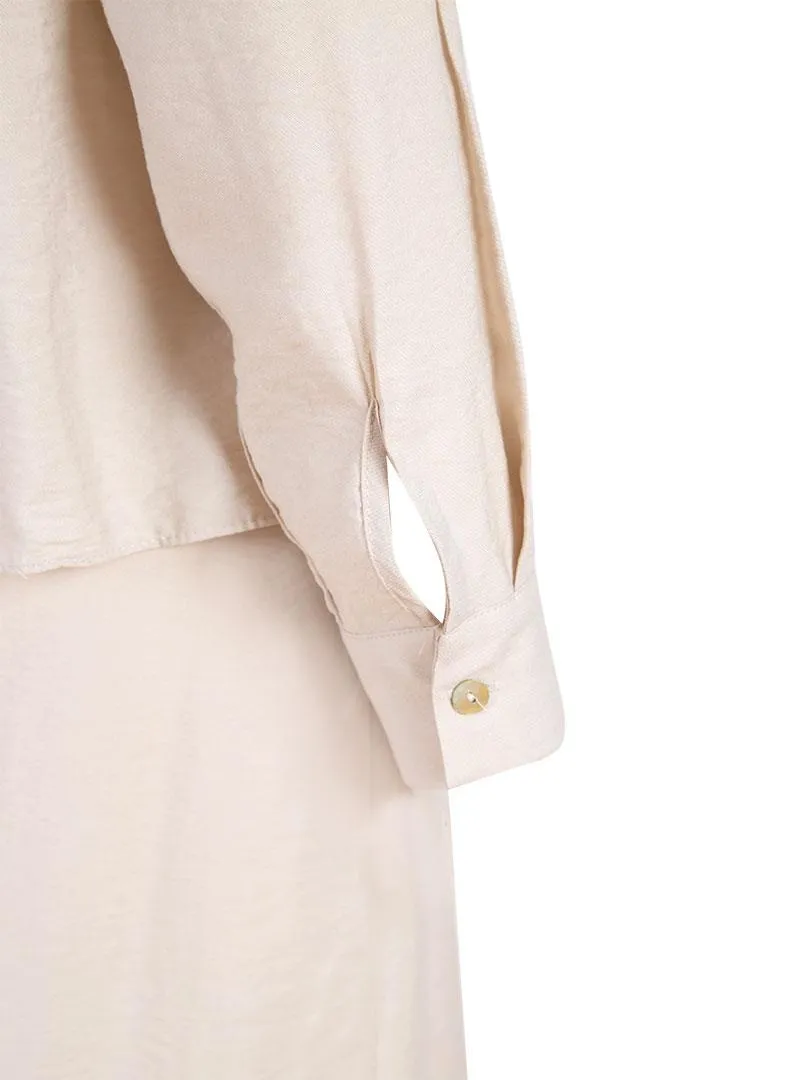 Iconic Lined Shirt Dress with Buttons Down the Front - Stone