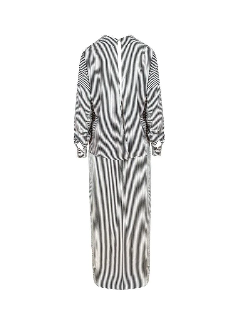 Iconic Lined Shirt Dress with Buttons Down the Front - Striped