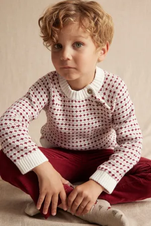 Kids' white jacquard-knit jumper