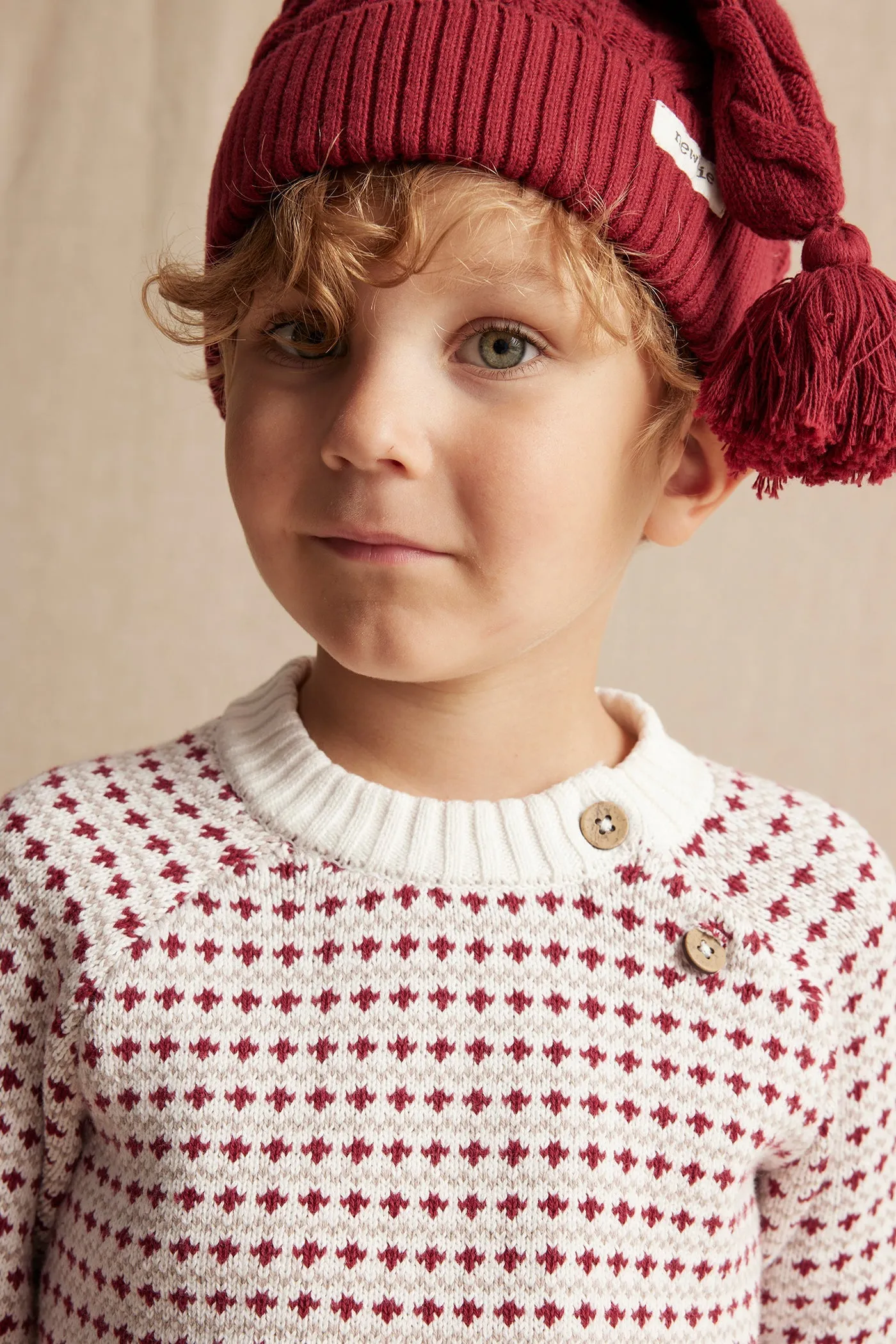 Kids' white jacquard-knit jumper