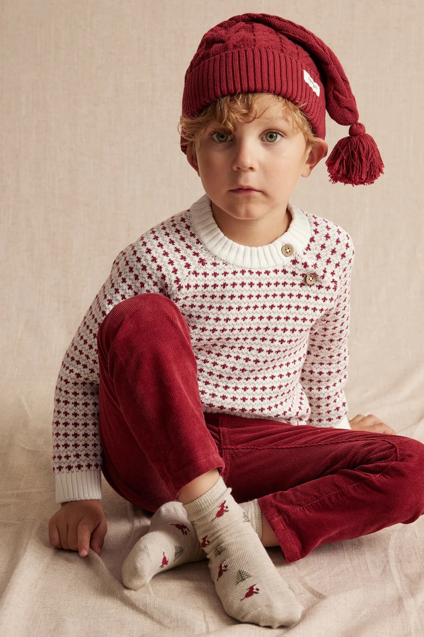 Kids' white jacquard-knit jumper