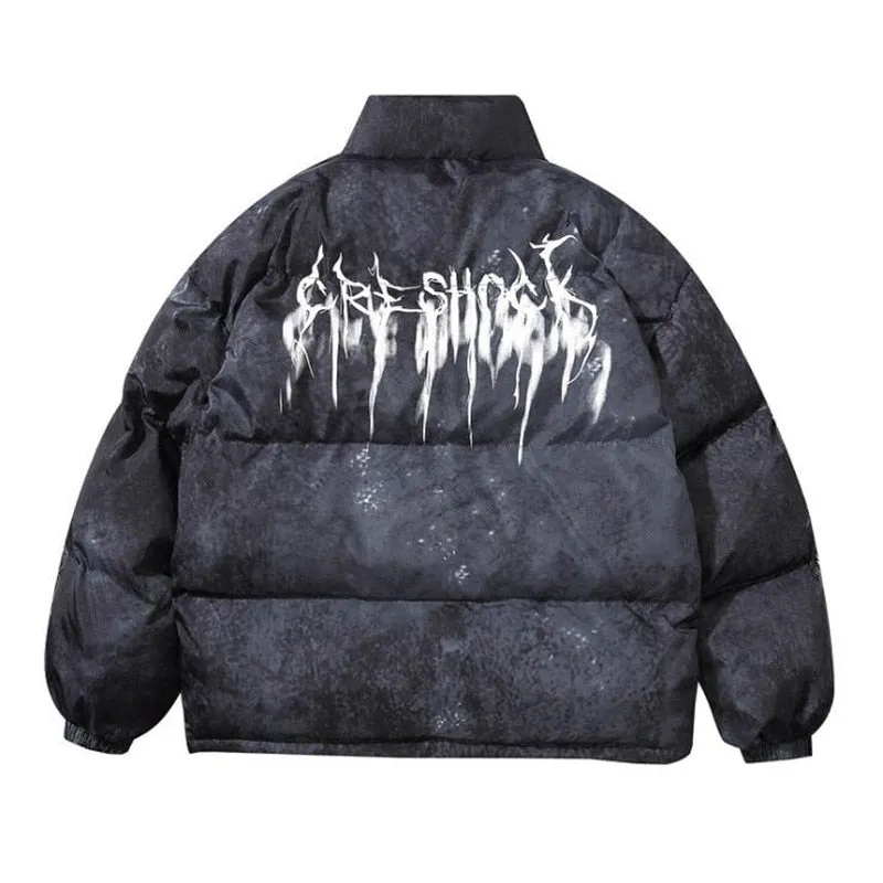 Men's Hip Hop Oversize Padded Bomber Graffiti Jacket
