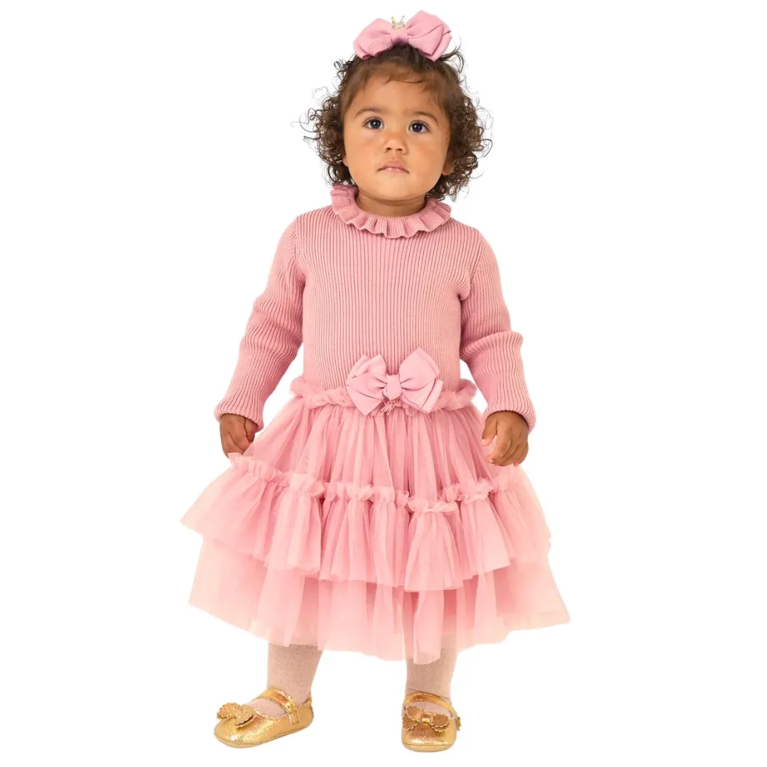 Pink 'Elin' Knitted Baby Dress