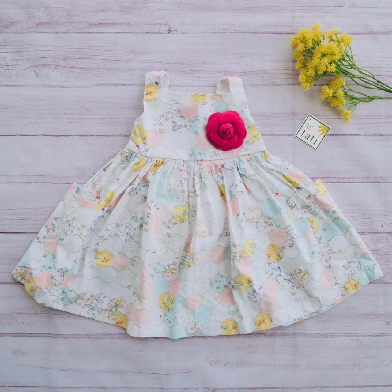 Poppy Dress in Pastel Hexagon Print