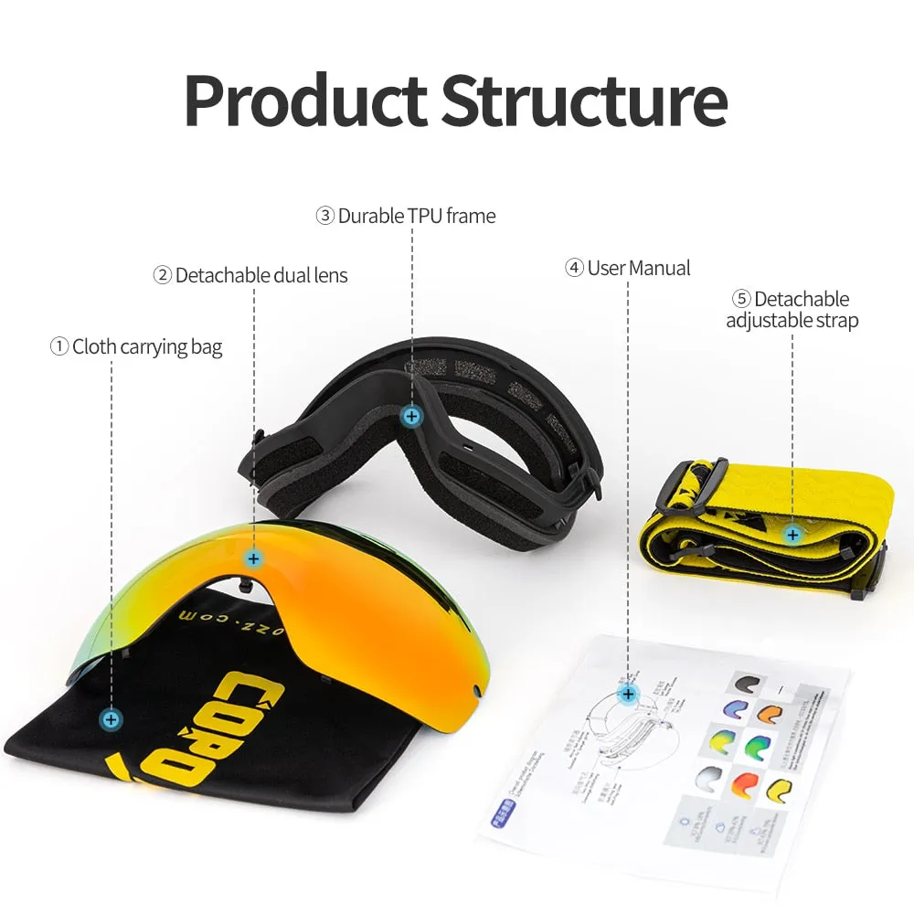 Professional Ski Goggles Double Layers Lens Anti-fog UV400 Big Ski Glasses Skiing Snowboard Men Women Snow Goggles