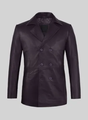 Purple Leather Pea Coat