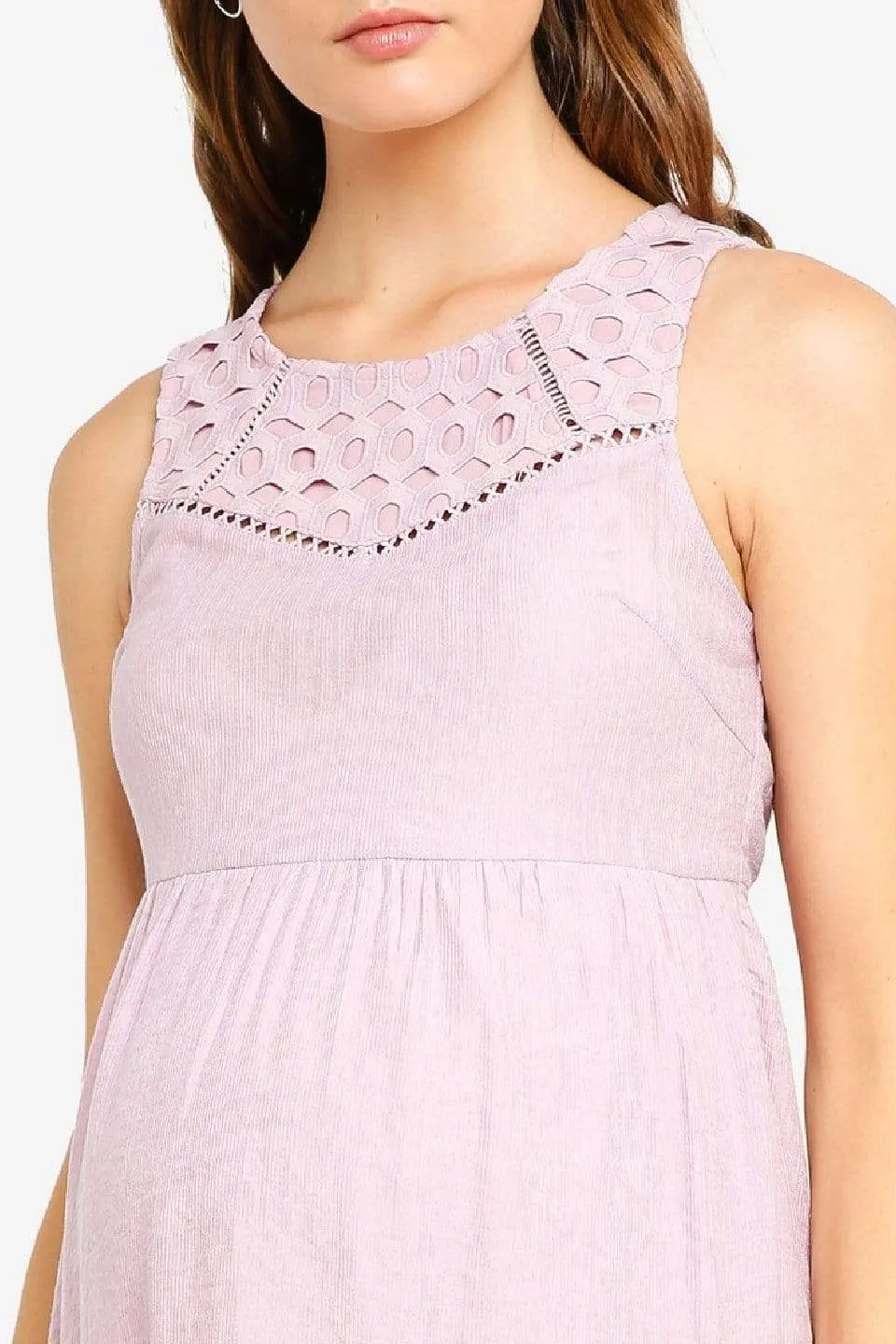 Sleeveless Charee Sweet Heart Nursing Dress Pink