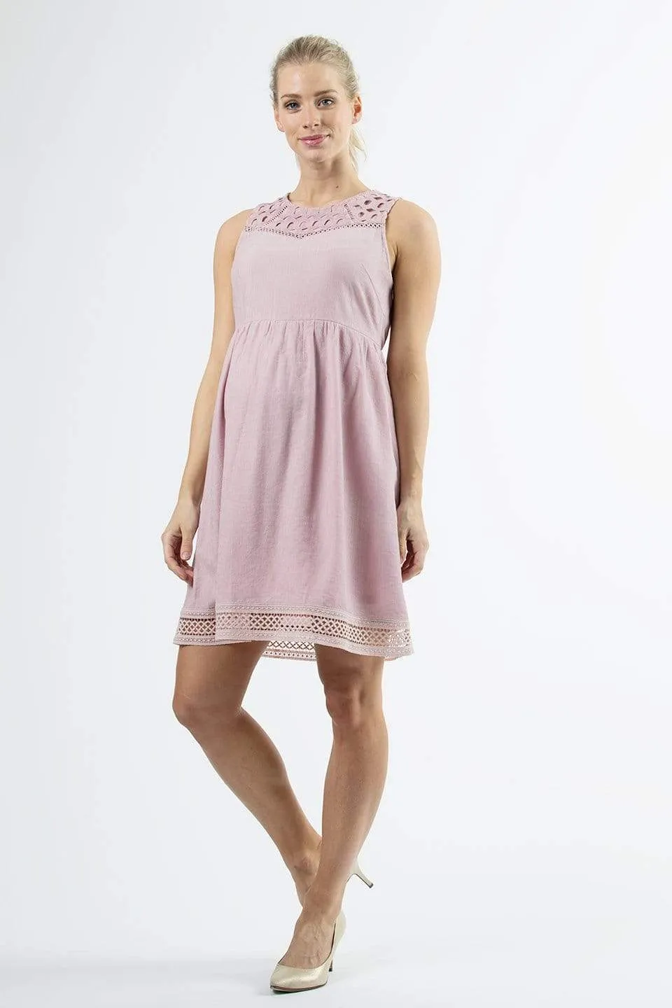 Sleeveless Charee Sweet Heart Nursing Dress Pink