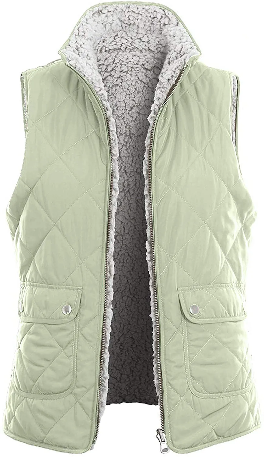 TOP LEGGING TL Women's Padded Lightweight Packable Puffer Vest Stand Collar Zip Up Jacket