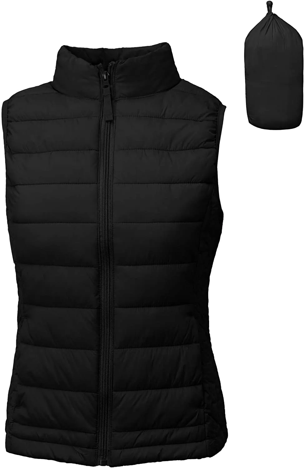 TOP LEGGING TL Women's Padded Lightweight Packable Puffer Vest Stand Collar Zip Up Jacket