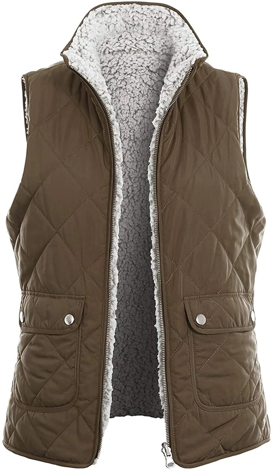 TOP LEGGING TL Women's Padded Lightweight Packable Puffer Vest Stand Collar Zip Up Jacket