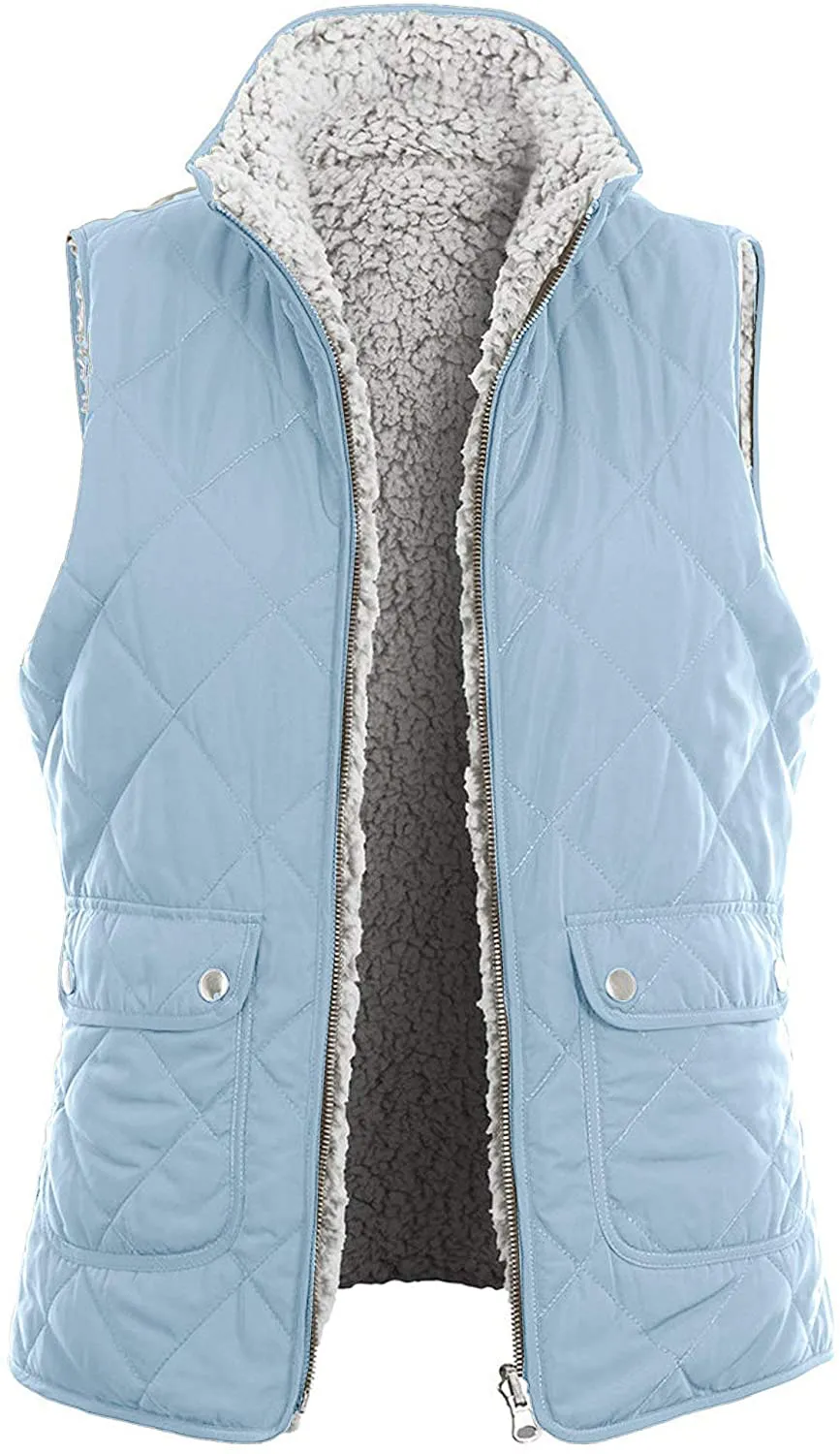 TOP LEGGING TL Women's Padded Lightweight Packable Puffer Vest Stand Collar Zip Up Jacket