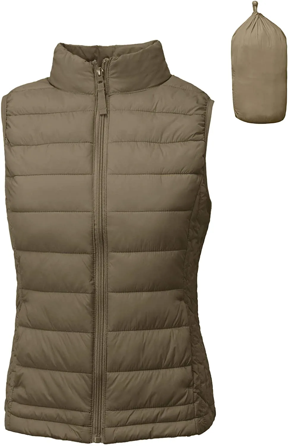 TOP LEGGING TL Women's Padded Lightweight Packable Puffer Vest Stand Collar Zip Up Jacket