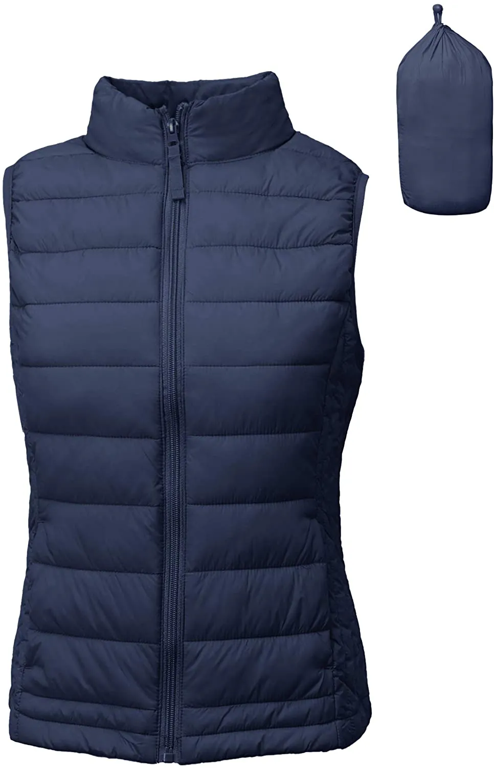 TOP LEGGING TL Women's Padded Lightweight Packable Puffer Vest Stand Collar Zip Up Jacket