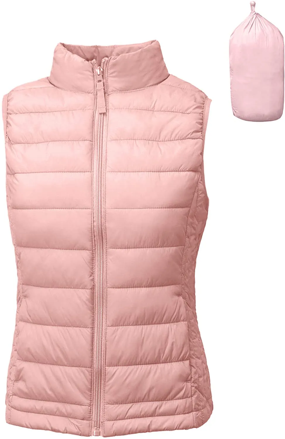 TOP LEGGING TL Women's Padded Lightweight Packable Puffer Vest Stand Collar Zip Up Jacket