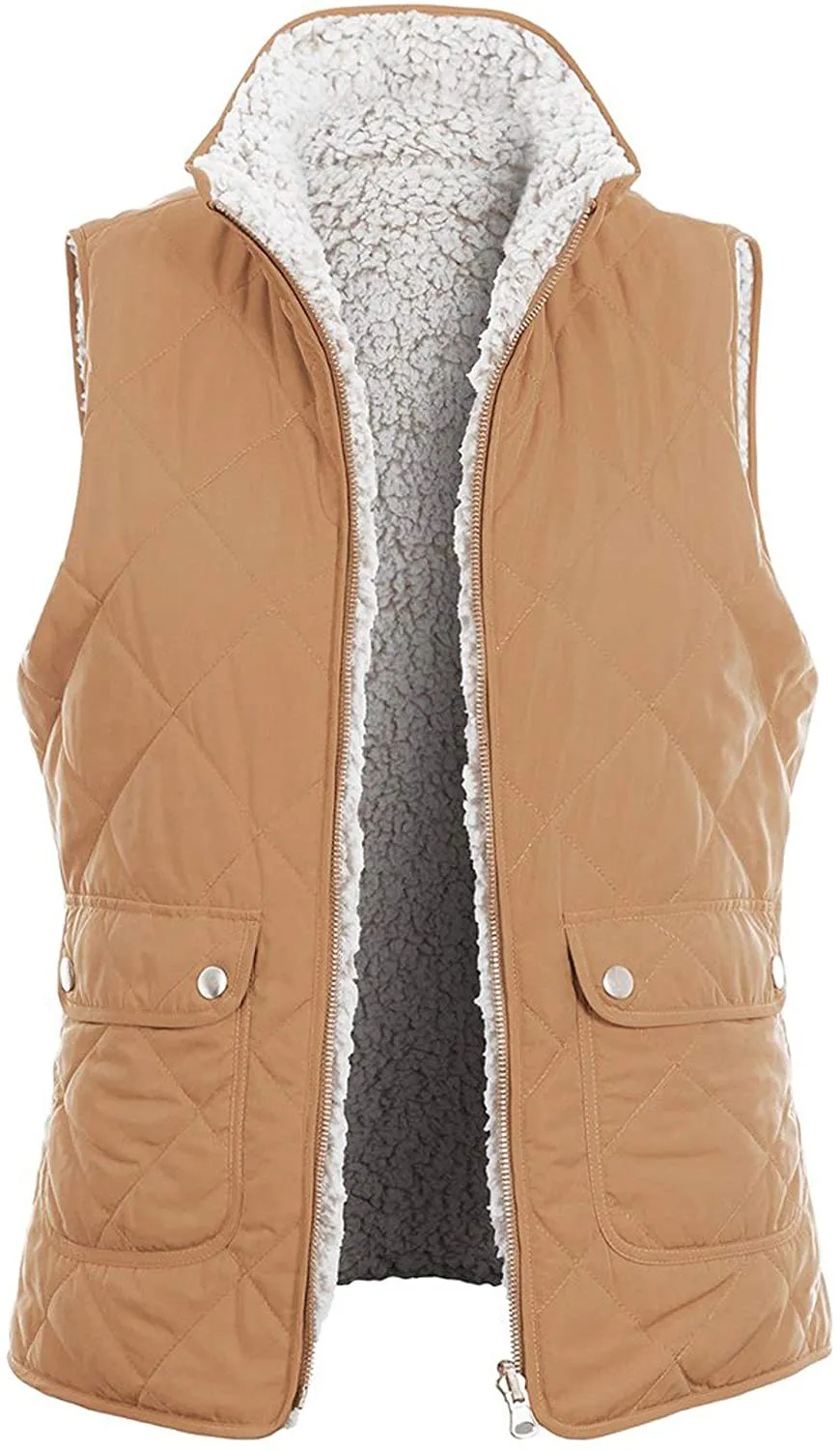 TOP LEGGING TL Women's Padded Lightweight Packable Puffer Vest Stand Collar Zip Up Jacket