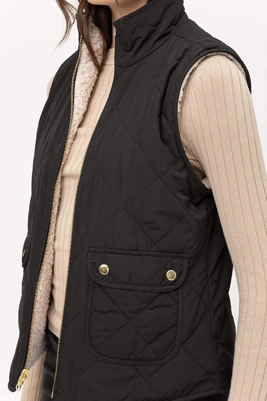 TOP LEGGING TL Women's Padded Lightweight Packable Puffer Vest Stand Collar Zip Up Jacket