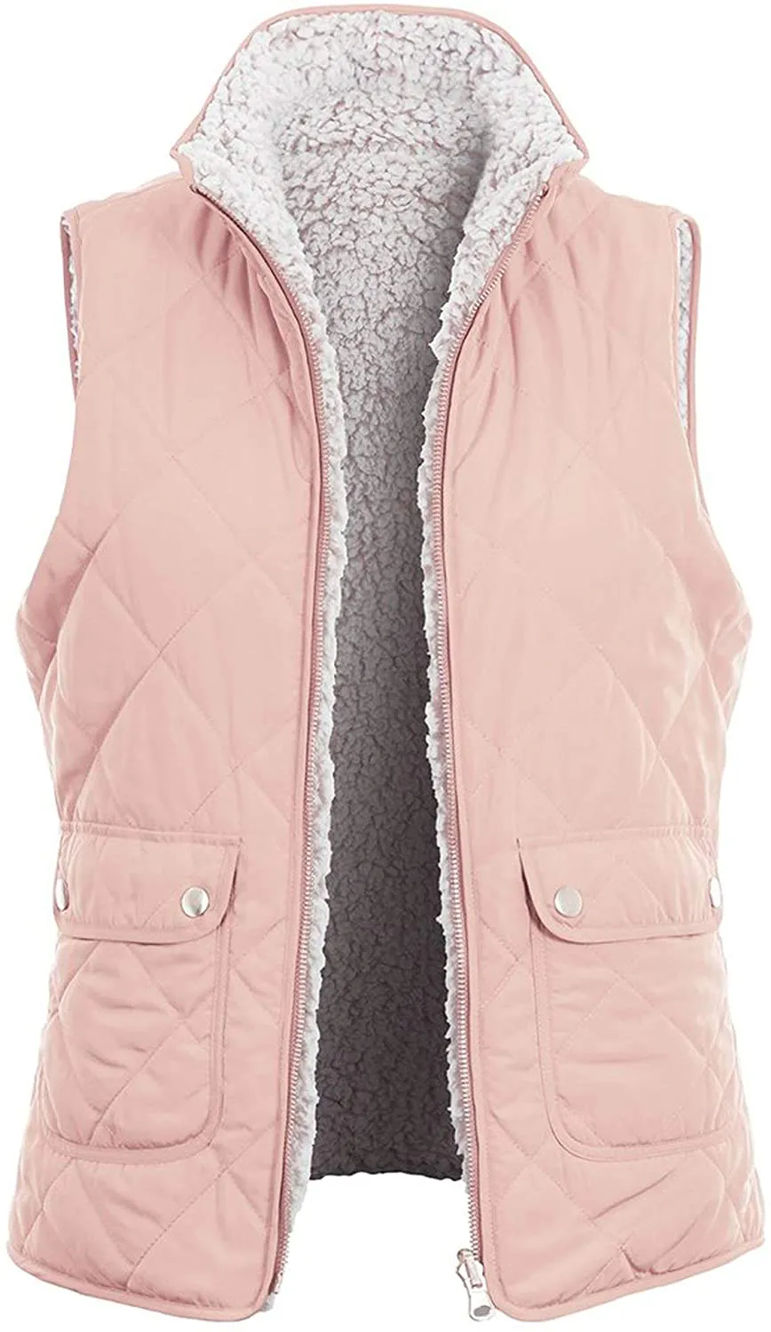 TOP LEGGING TL Women's Padded Lightweight Packable Puffer Vest Stand Collar Zip Up Jacket