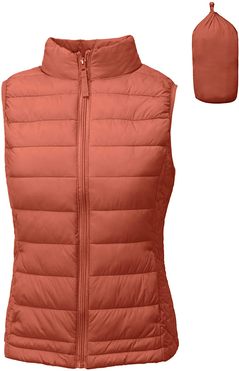 TOP LEGGING TL Women's Padded Lightweight Packable Puffer Vest Stand Collar Zip Up Jacket