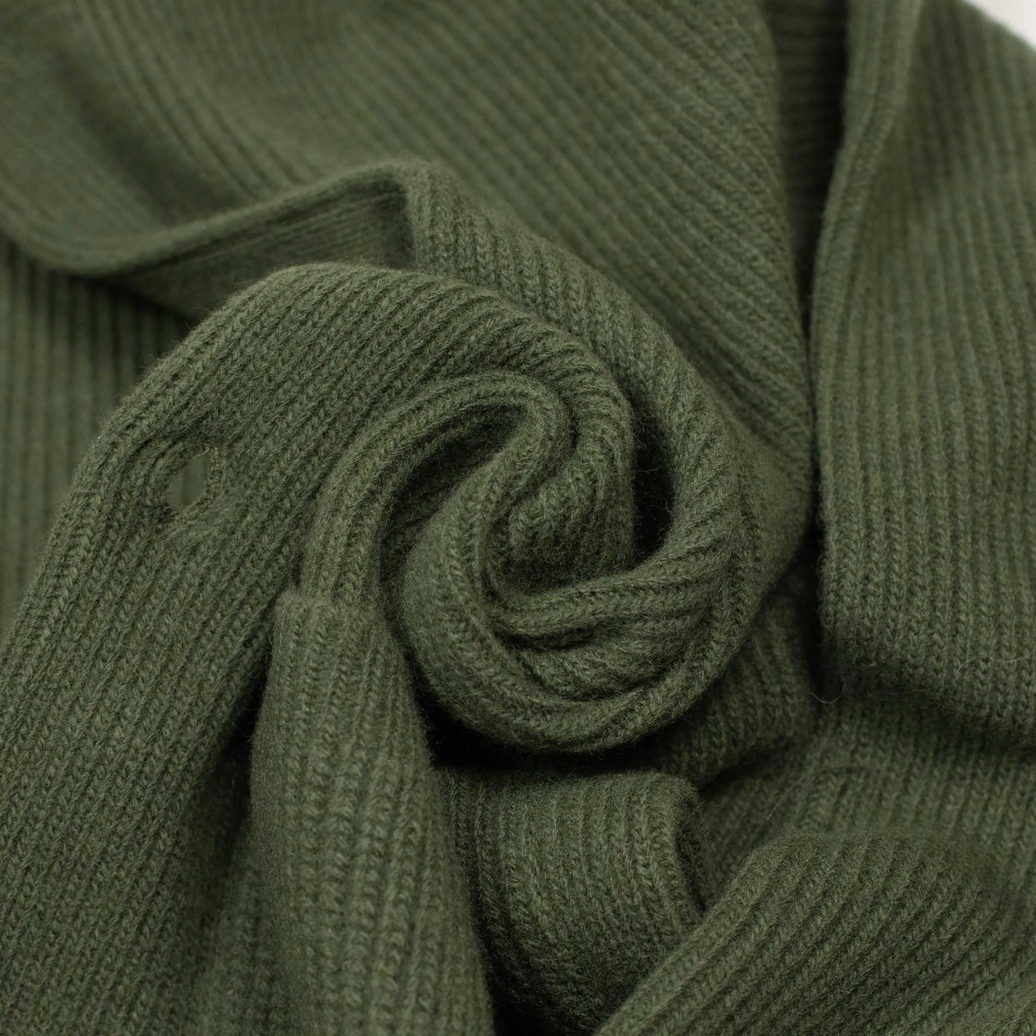V-neck cardigan in green wool and cashmere