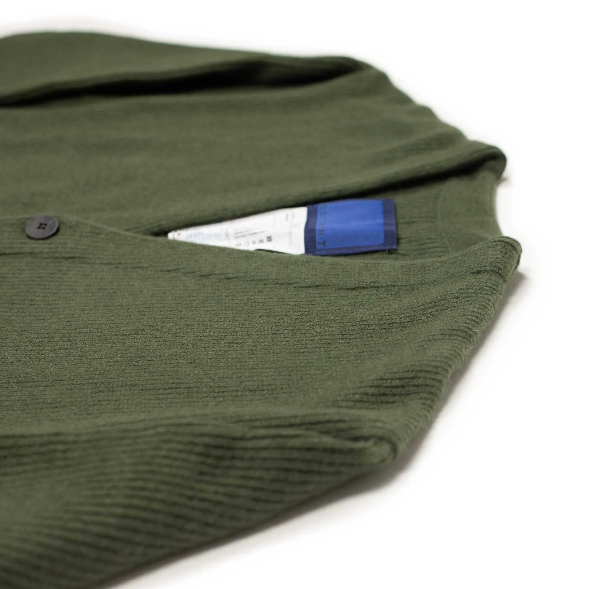 V-neck cardigan in green wool and cashmere