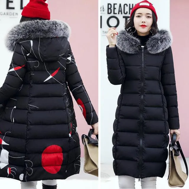 Woman Winter Coat with fur hood Women's Jacket Plus Size 3XL Padded long Parka Outerwear Coat Jaquata Feminina Inverno