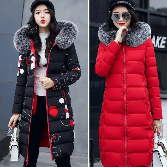 Woman Winter Coat with fur hood Women's Jacket Plus Size 3XL Padded long Parka Outerwear Coat Jaquata Feminina Inverno