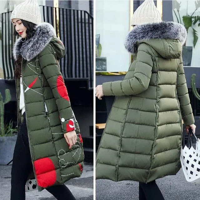 Woman Winter Coat with fur hood Women's Jacket Plus Size 3XL Padded long Parka Outerwear Coat Jaquata Feminina Inverno