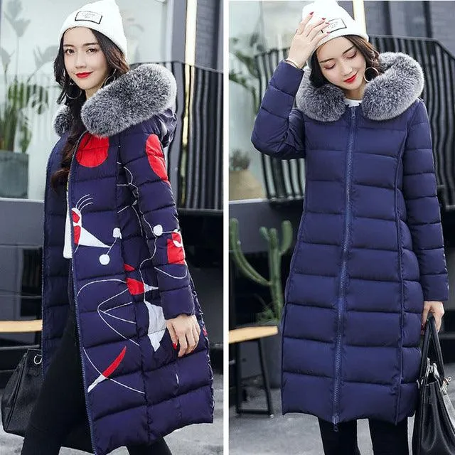 Woman Winter Coat with fur hood Women's Jacket Plus Size 3XL Padded long Parka Outerwear Coat Jaquata Feminina Inverno