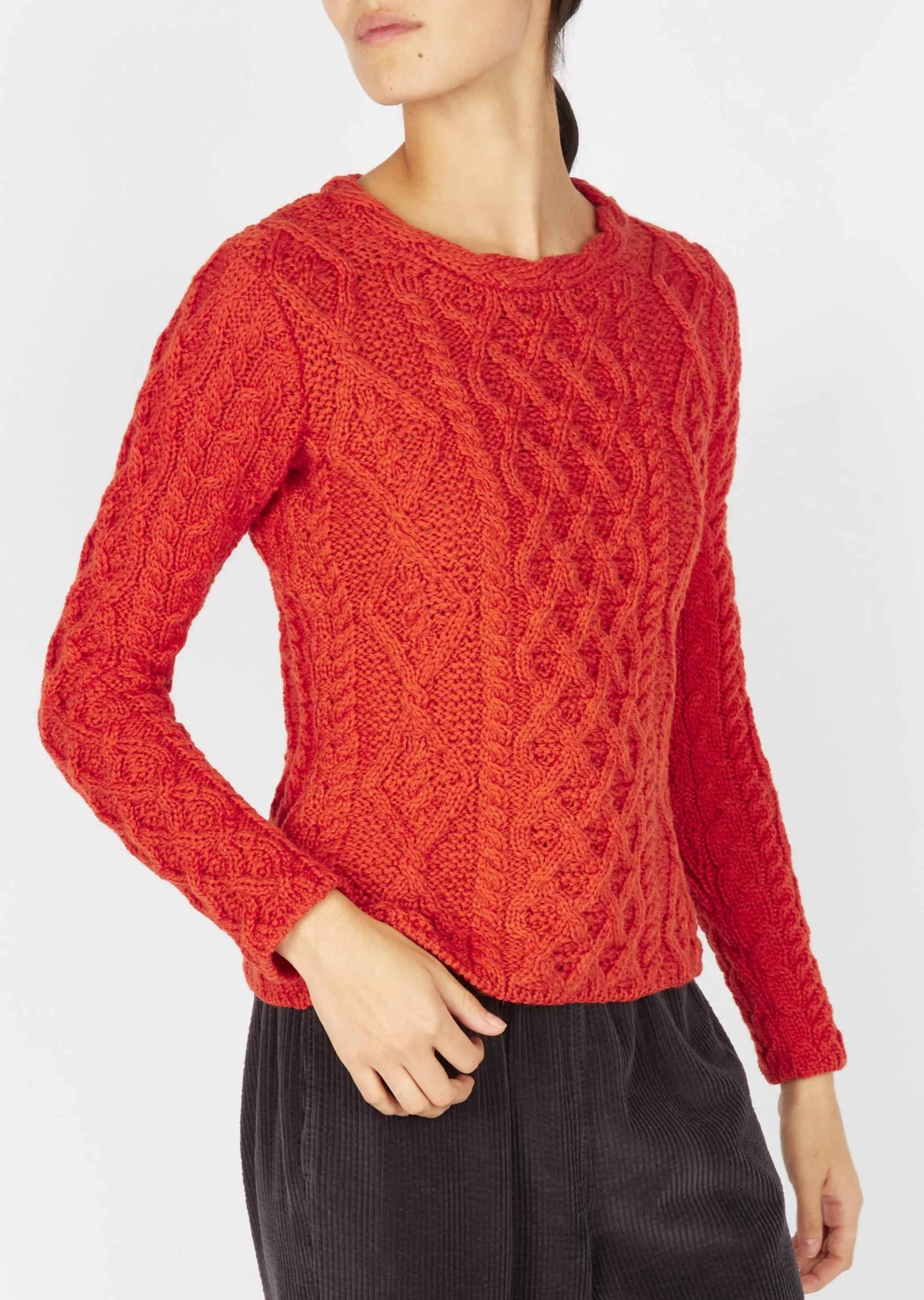Women's Lambay Aran Sweater | Orange Marl