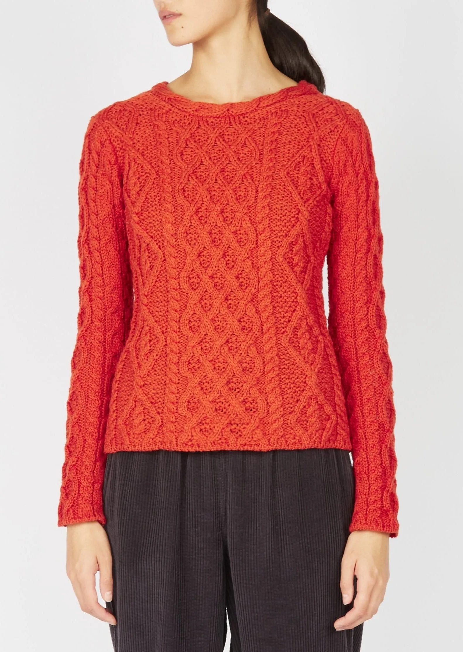 Women's Lambay Aran Sweater | Orange Marl